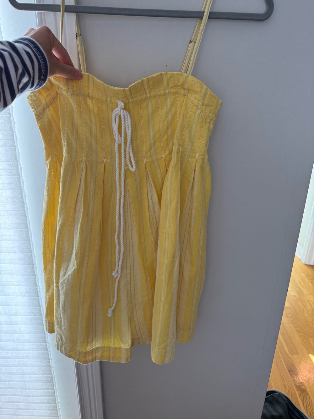 Free People Yellow Striped Drawstring Cami